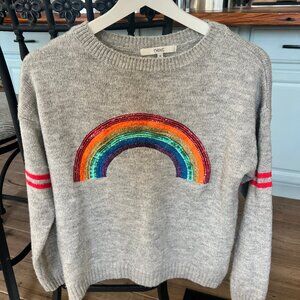 Next UK Grey Sweater with Sequin/Metallic Rainbow